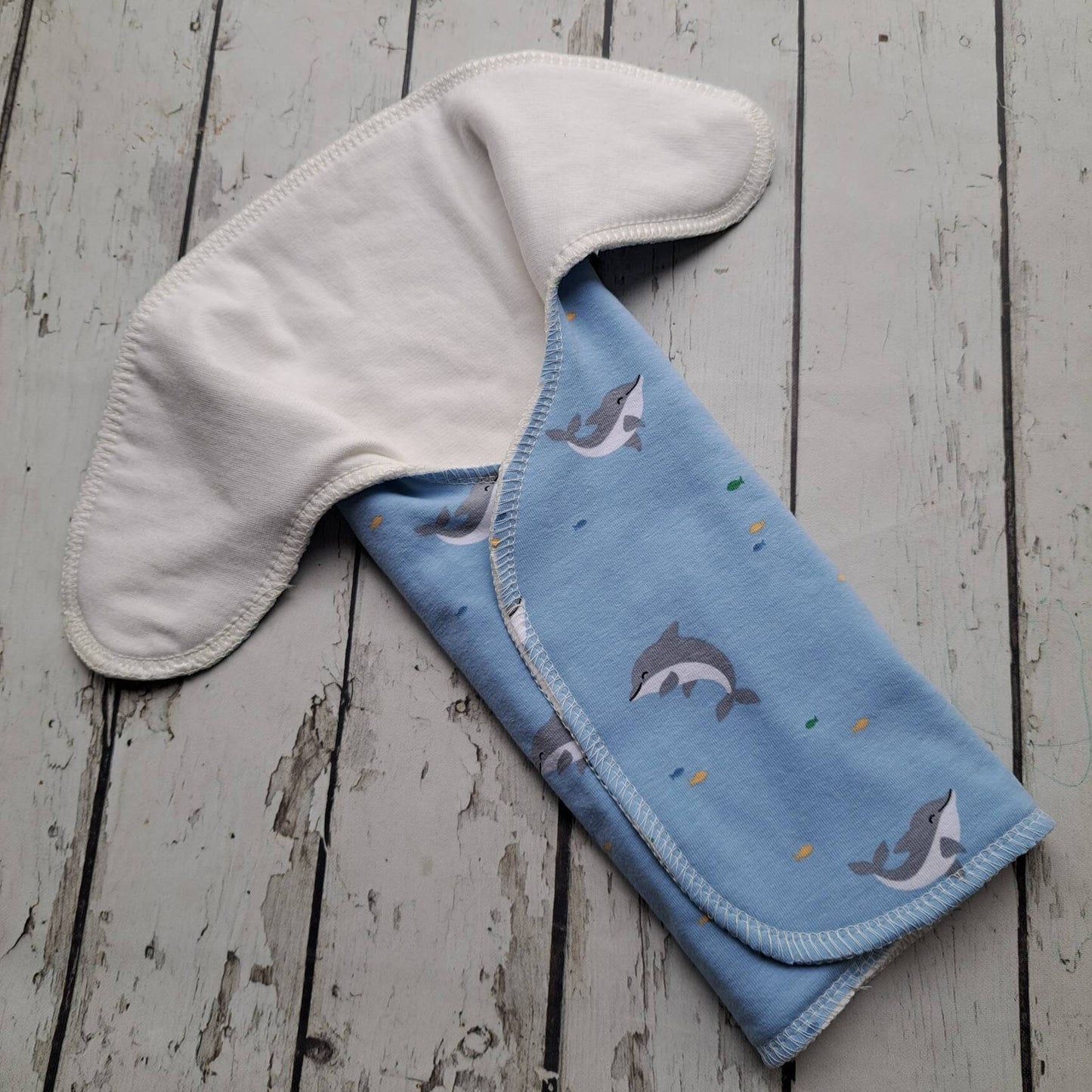 One Size Newborn Organic Winged Prefold Cloth Diaper Stretchy Preflat Baby Dolphins 6-20 lbs 10-35 lbs