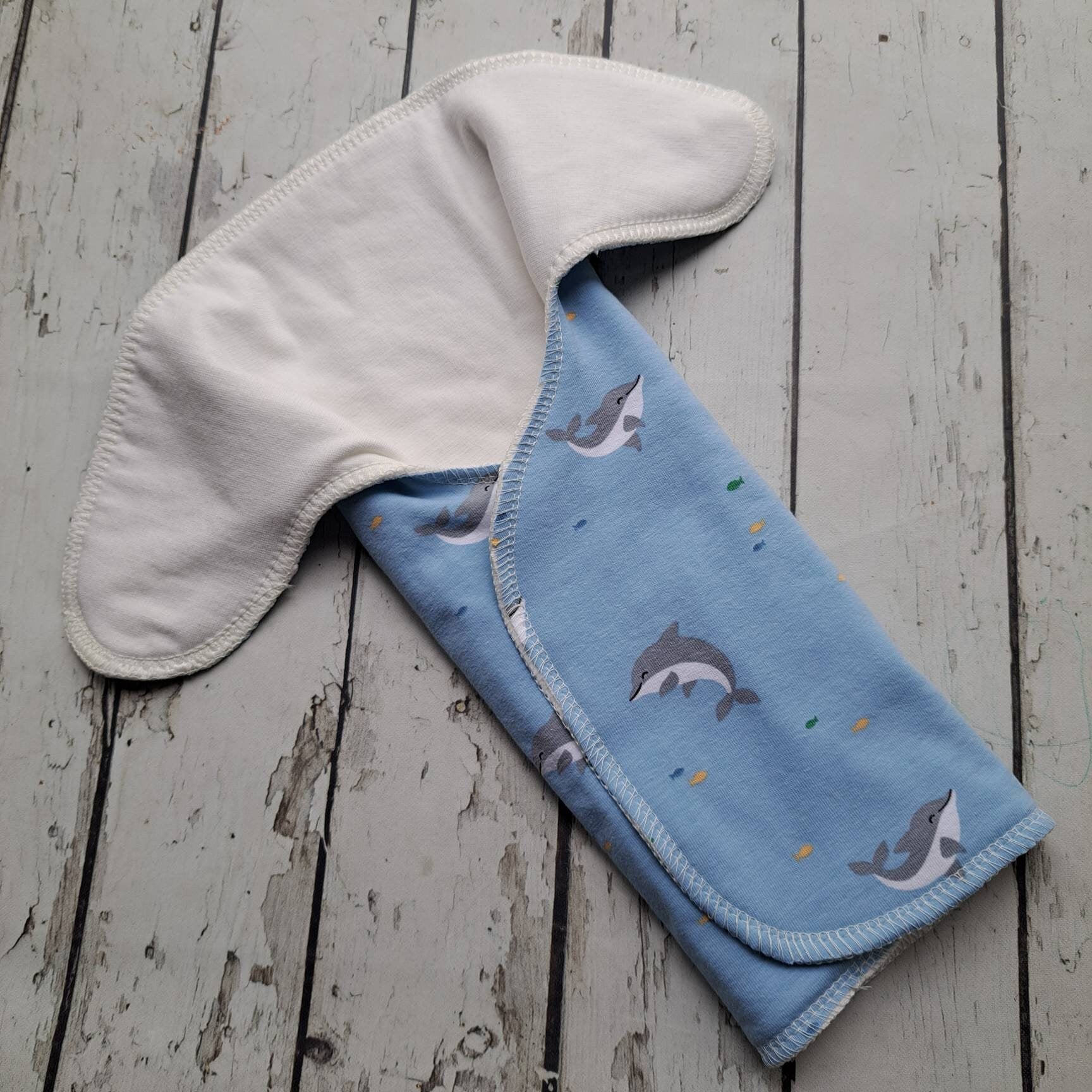 One Size Newborn Organic Winged Prefold Cloth Diaper Stretchy Preflat Baby Dolphins 6-20 lbs 10-35 lbs